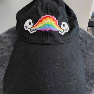Black Rainbow Skull Embroidered Baseball Cap